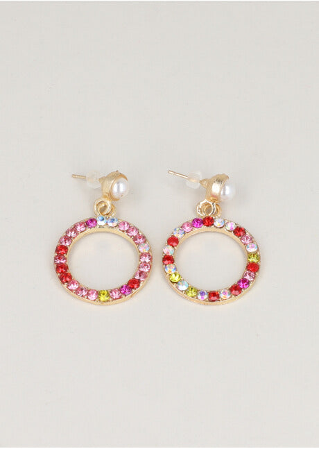 Aretes Circulo Brillos MULTICOLOR