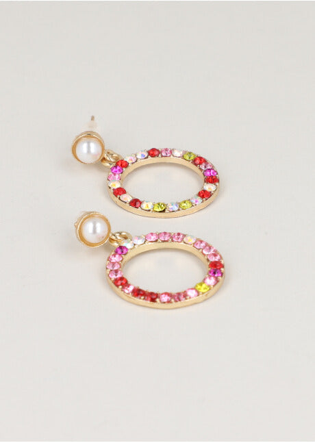 Aretes Circulo Brillos MULTICOLOR