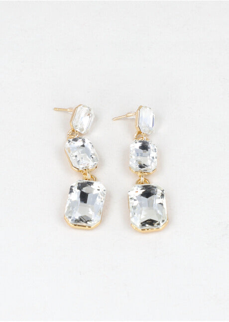 Aretes Triple Cristal TRANSPARENTE