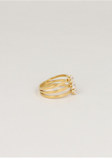 Ring 3 Brillitos Steel GOLD