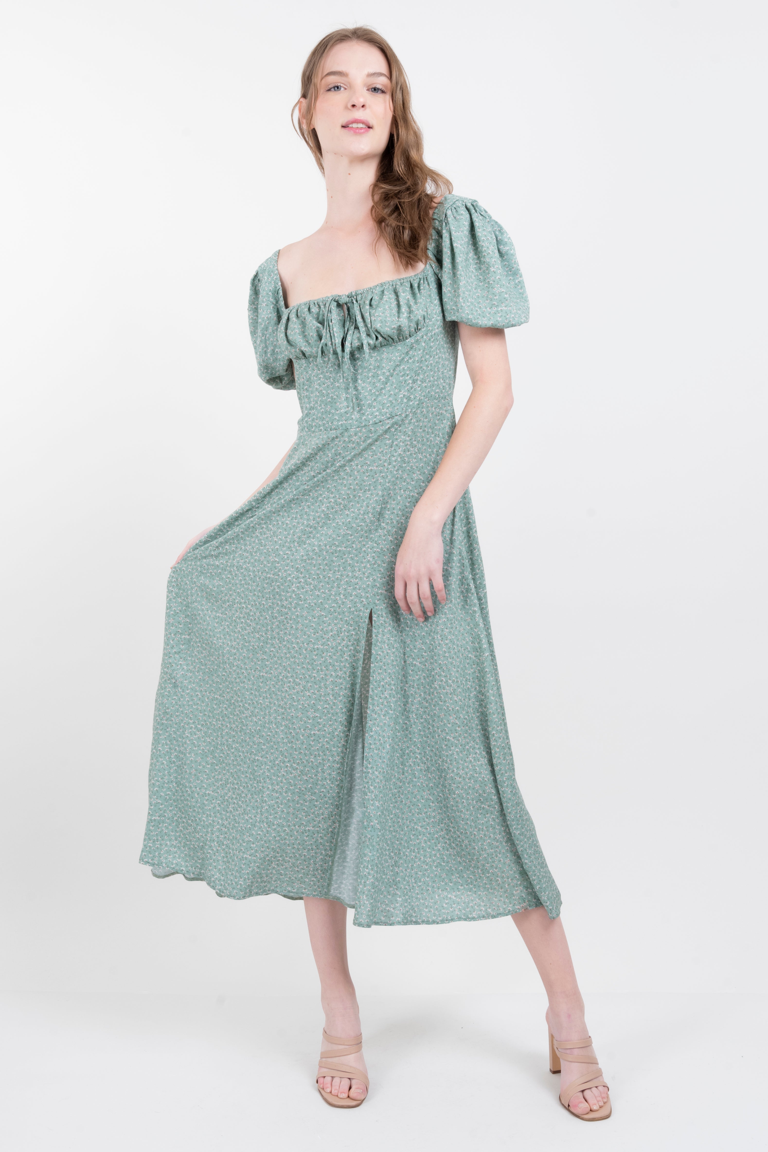 Maxi Dress Bulled Flowers Combo green