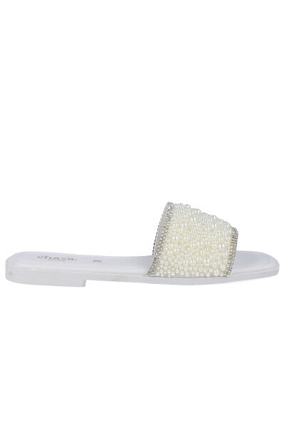 Sandals shovel pearls applications WHITE