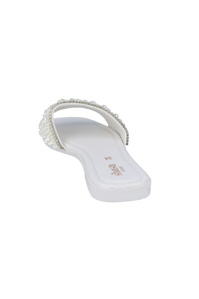 Sandals shovel pearls applications WHITE