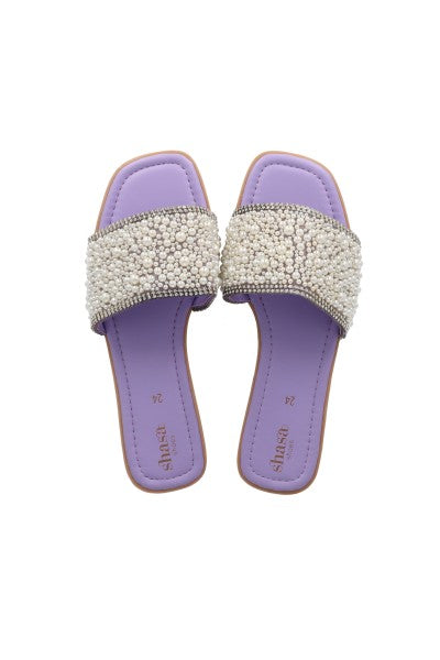 Sandals shovel pearls applications LILAC