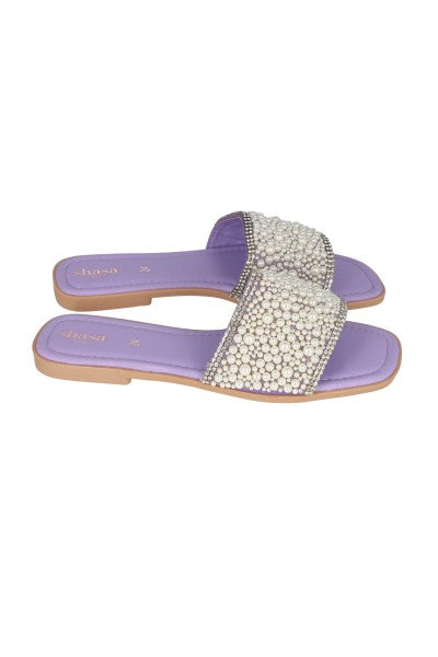 Sandals shovel pearls applications LILAC