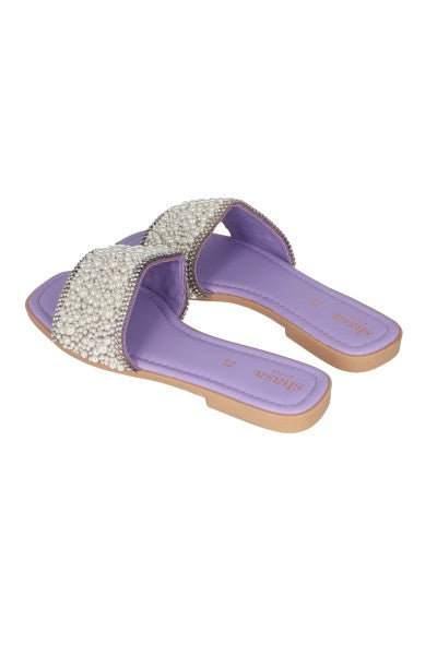 Sandals shovel pearls applications LILAC