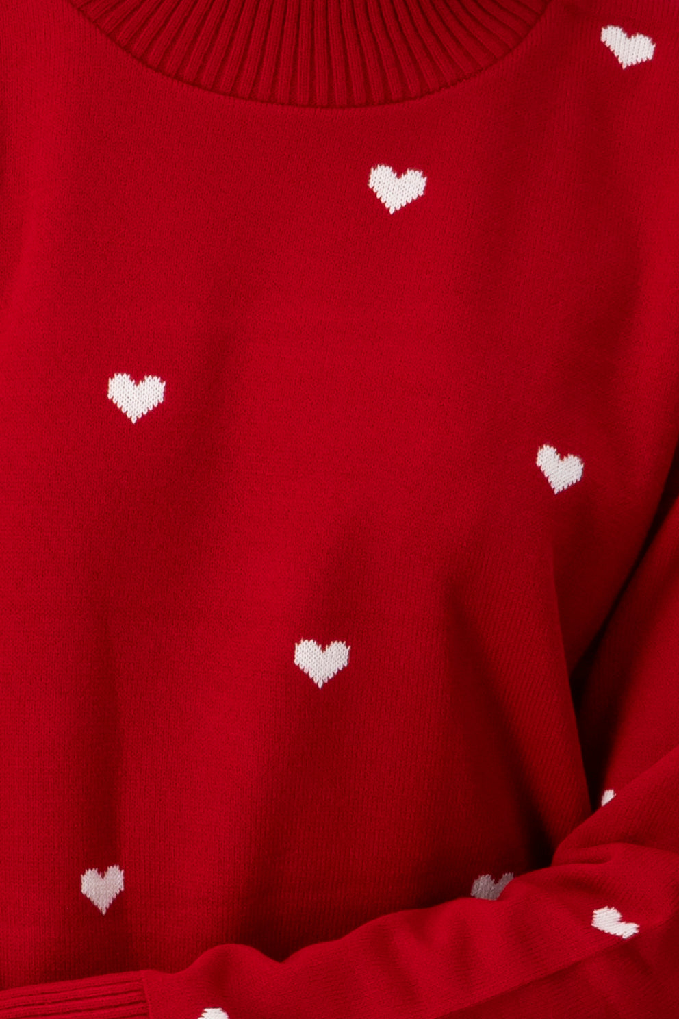 High neck heart sweater Combo red