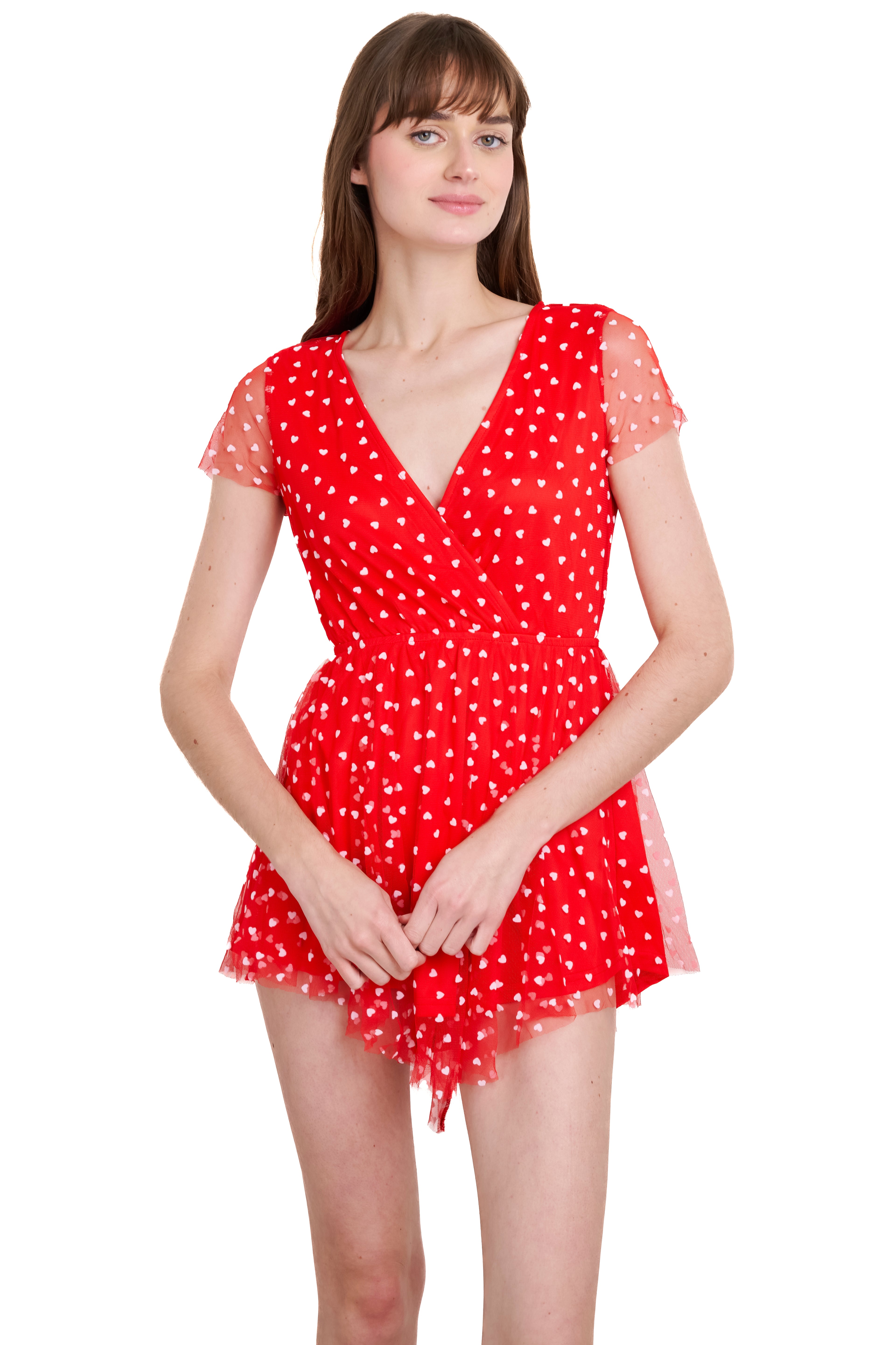 Vestido mini corazones flock ROJO