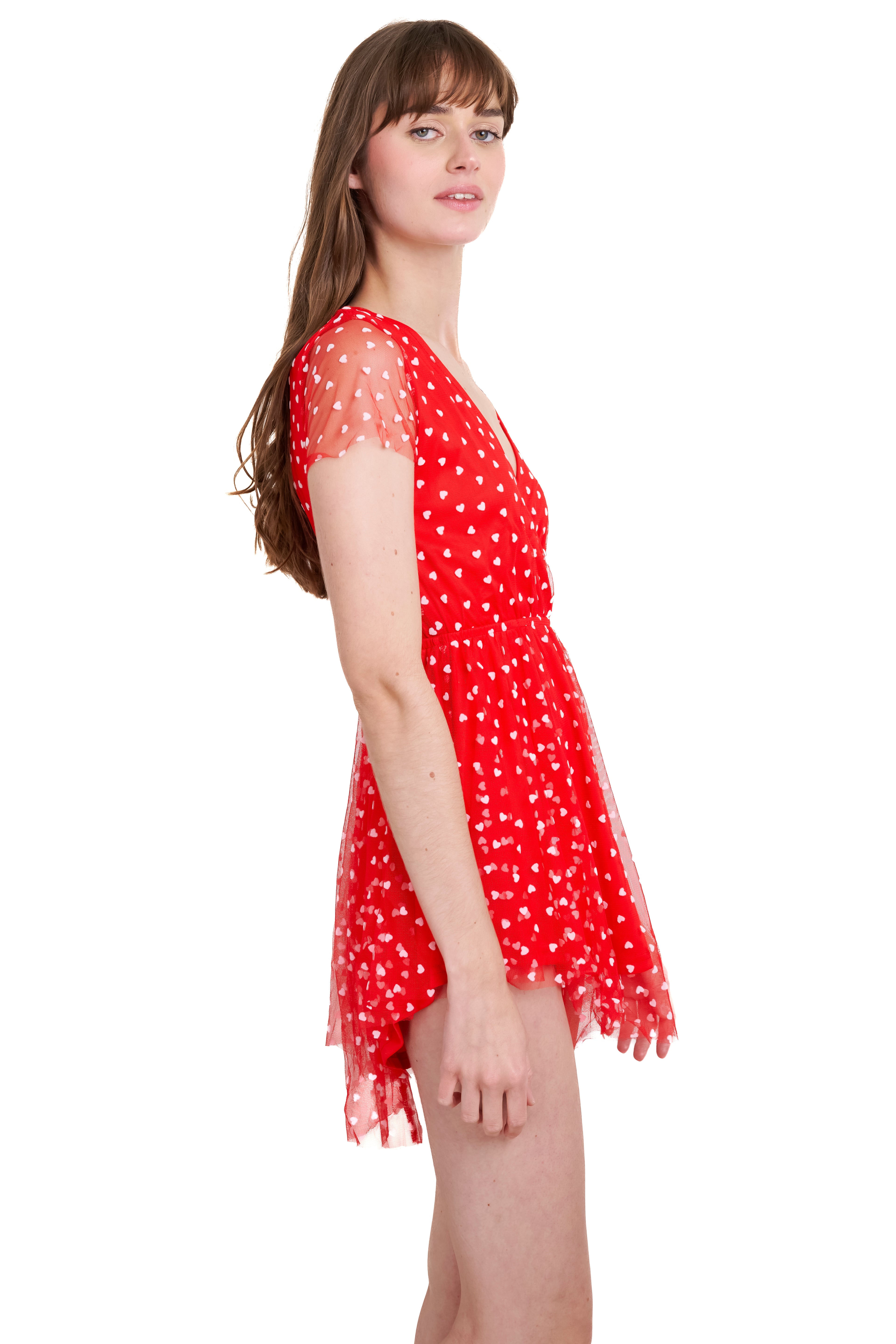 Vestido mini corazones flock ROJO