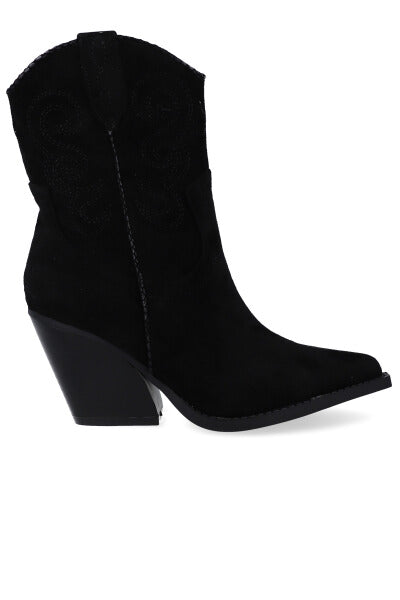 Suede cowboy botin BLACK