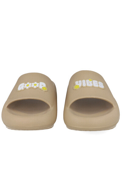 Slide Sandals Front Phrase Nude