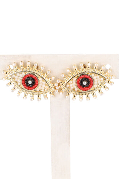 Aretes Studs Ojo Turco ROJO