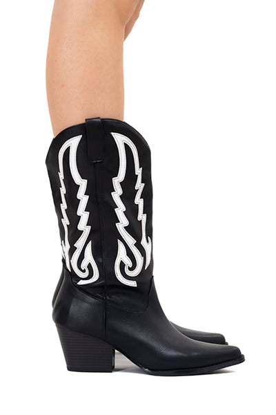 Bicolor cowboy boots BLACK