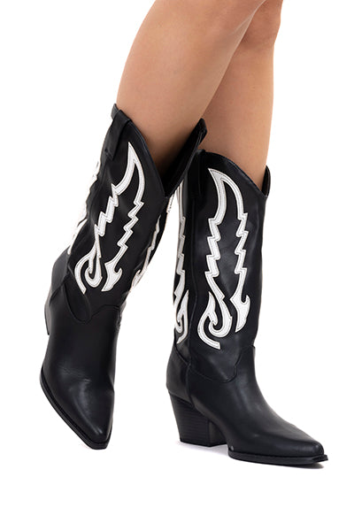 Bicolor cowboy boots BLACK