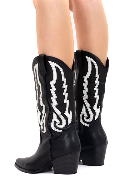 Bicolor cowboy boots BLACK