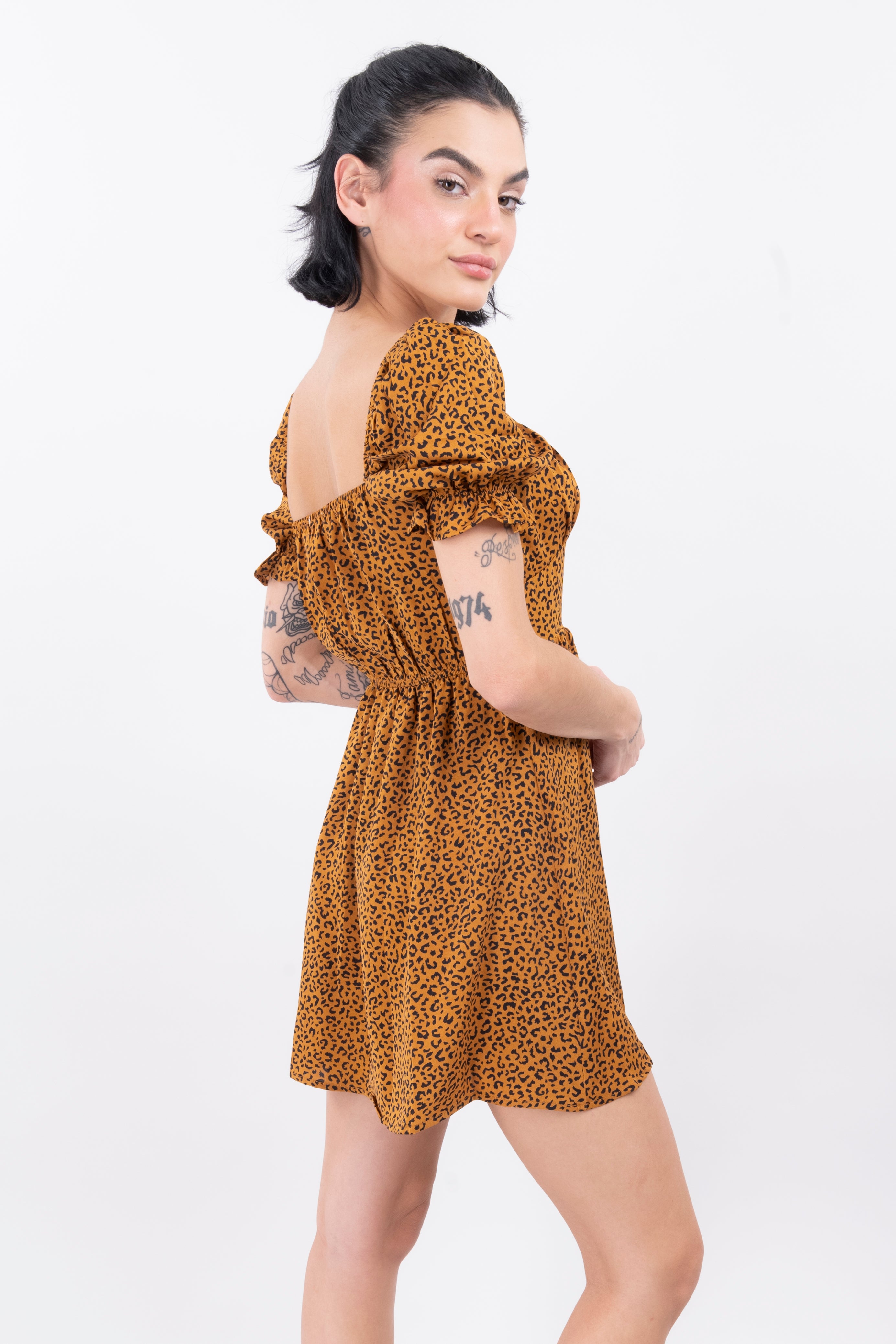 Vestido mini animal print CAFE COMBO