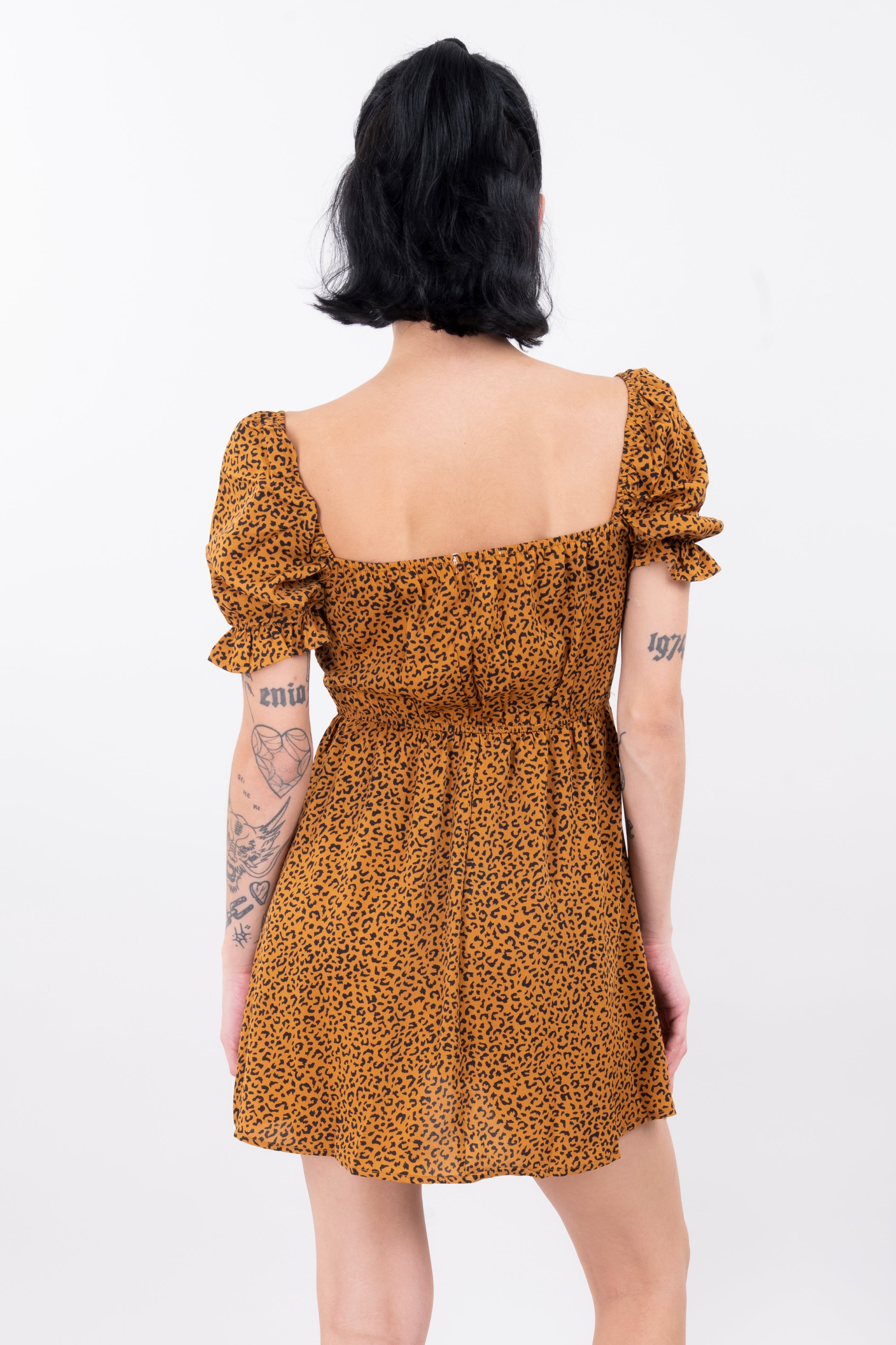 Vestido mini animal print CAFE COMBO