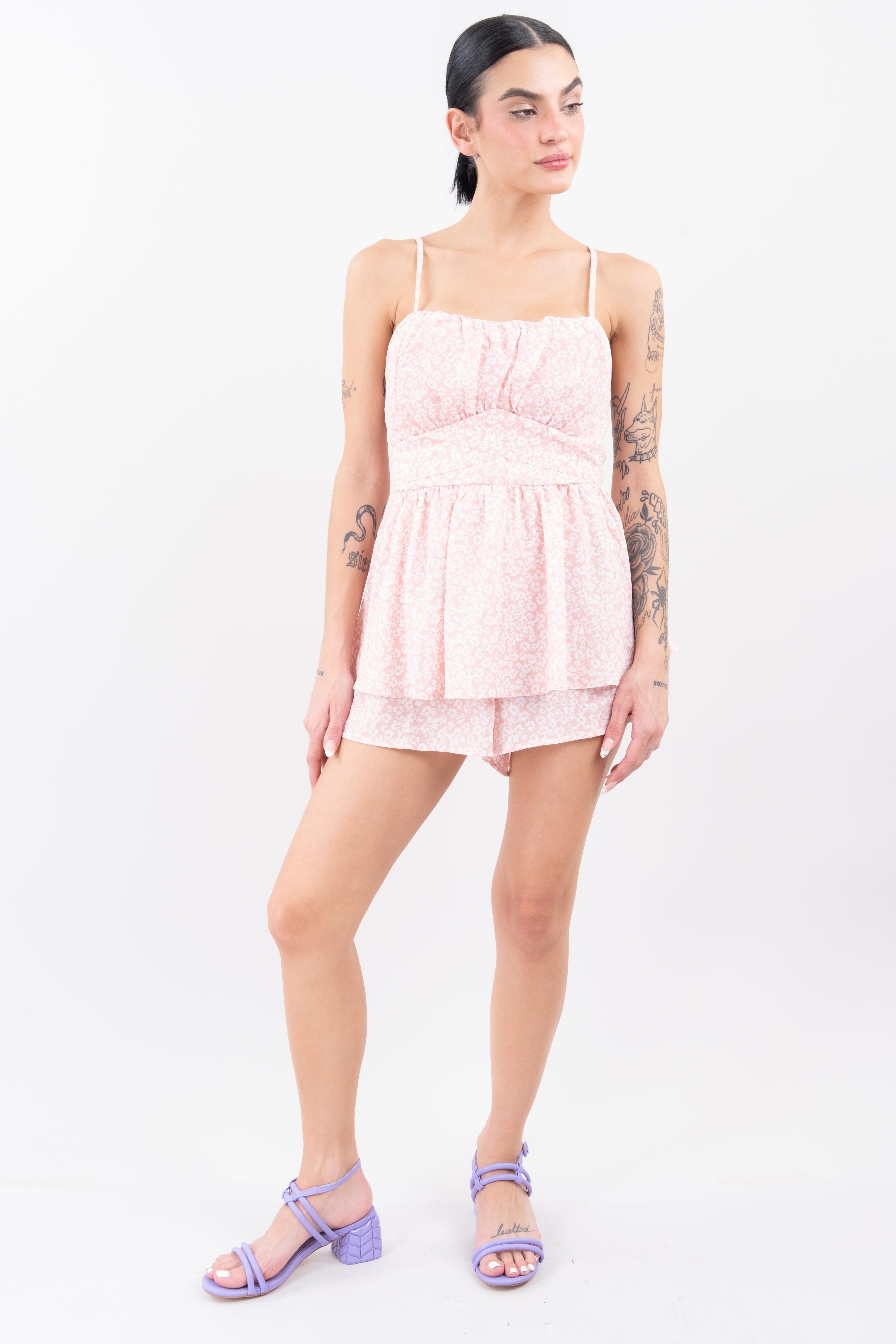 Romper mini floreado ROSA COMBO