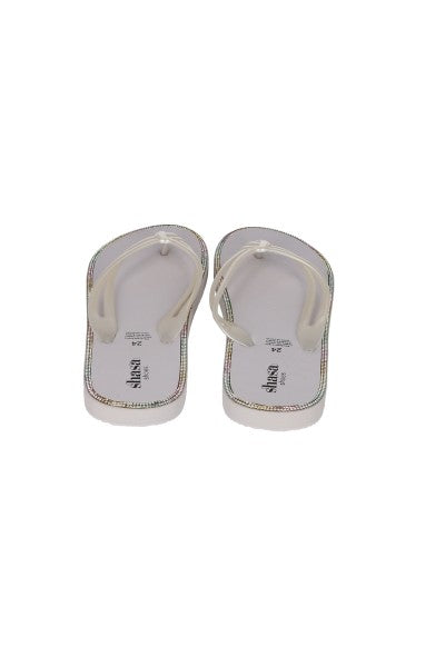 Flip Flop Chinela Nudo Brillos BLANCO