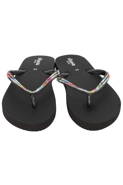 Flip flop cintas brillos NEGRO