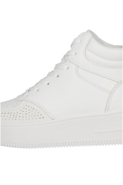 Tenis bota detalle brillos BLANCO