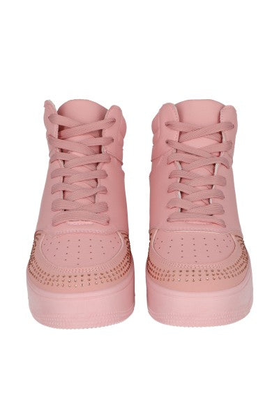 Tenis bota detalle brillos PALO DE ROSA