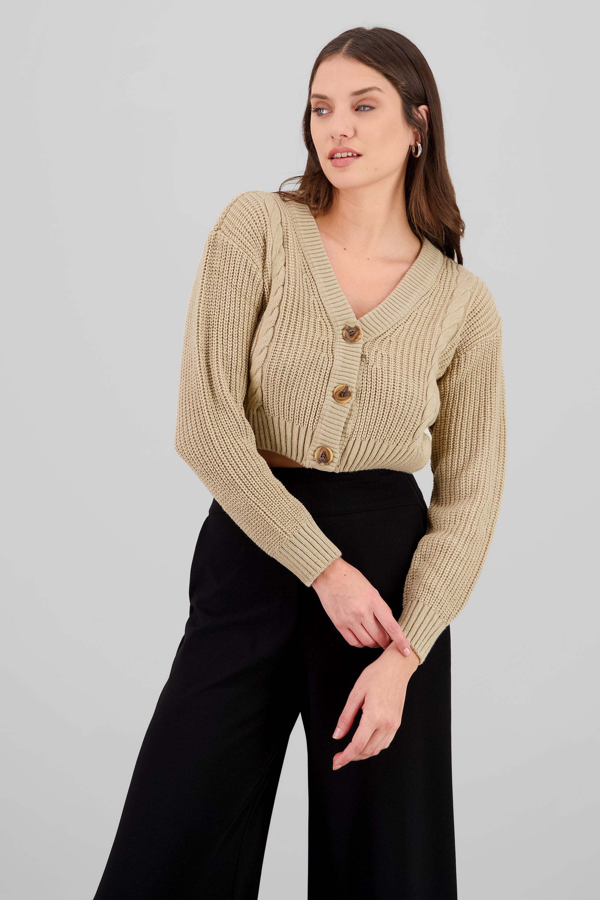 Cárdigan Tejido Punto Botones TAUPE