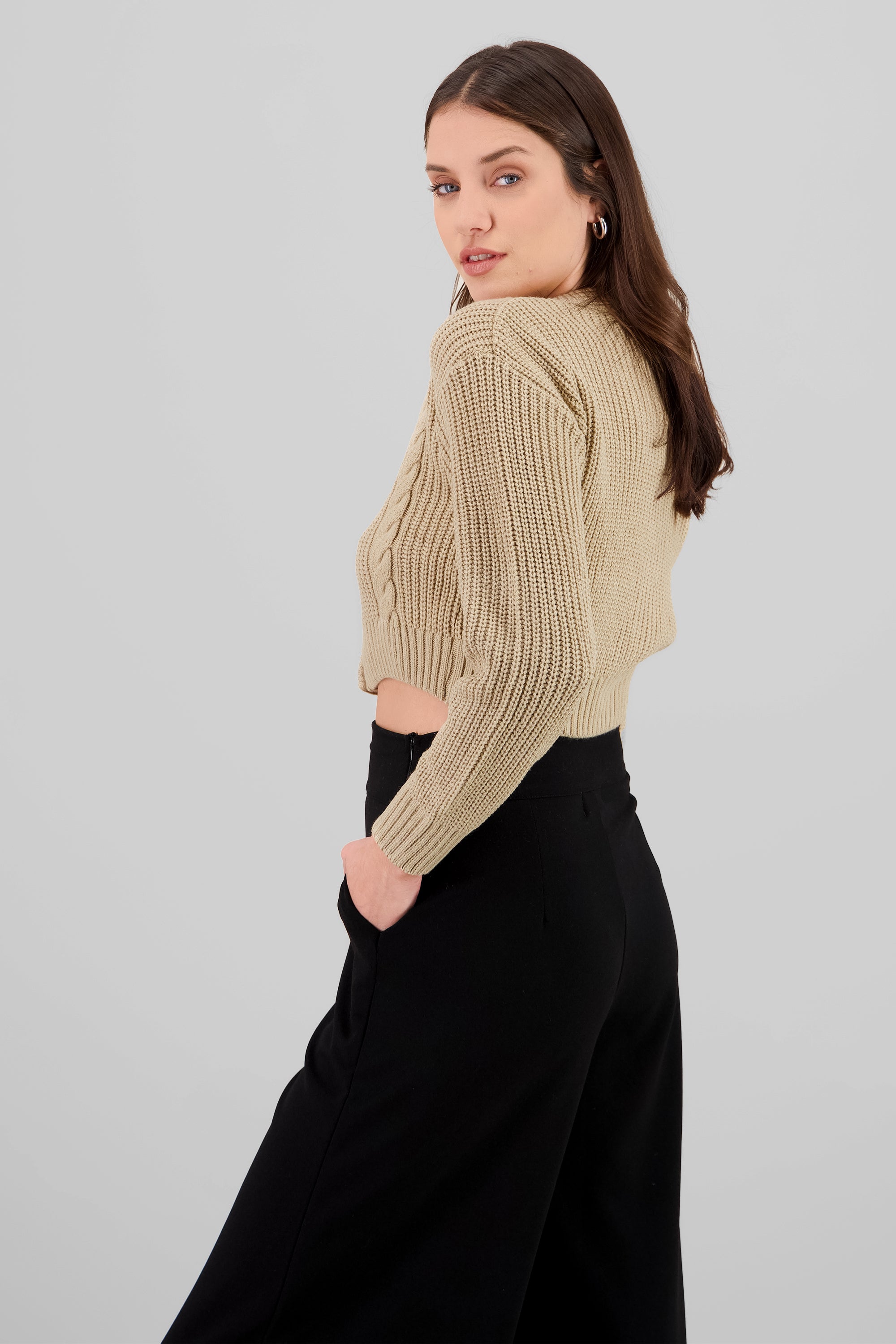 Cárdigan Tejido Punto Botones TAUPE