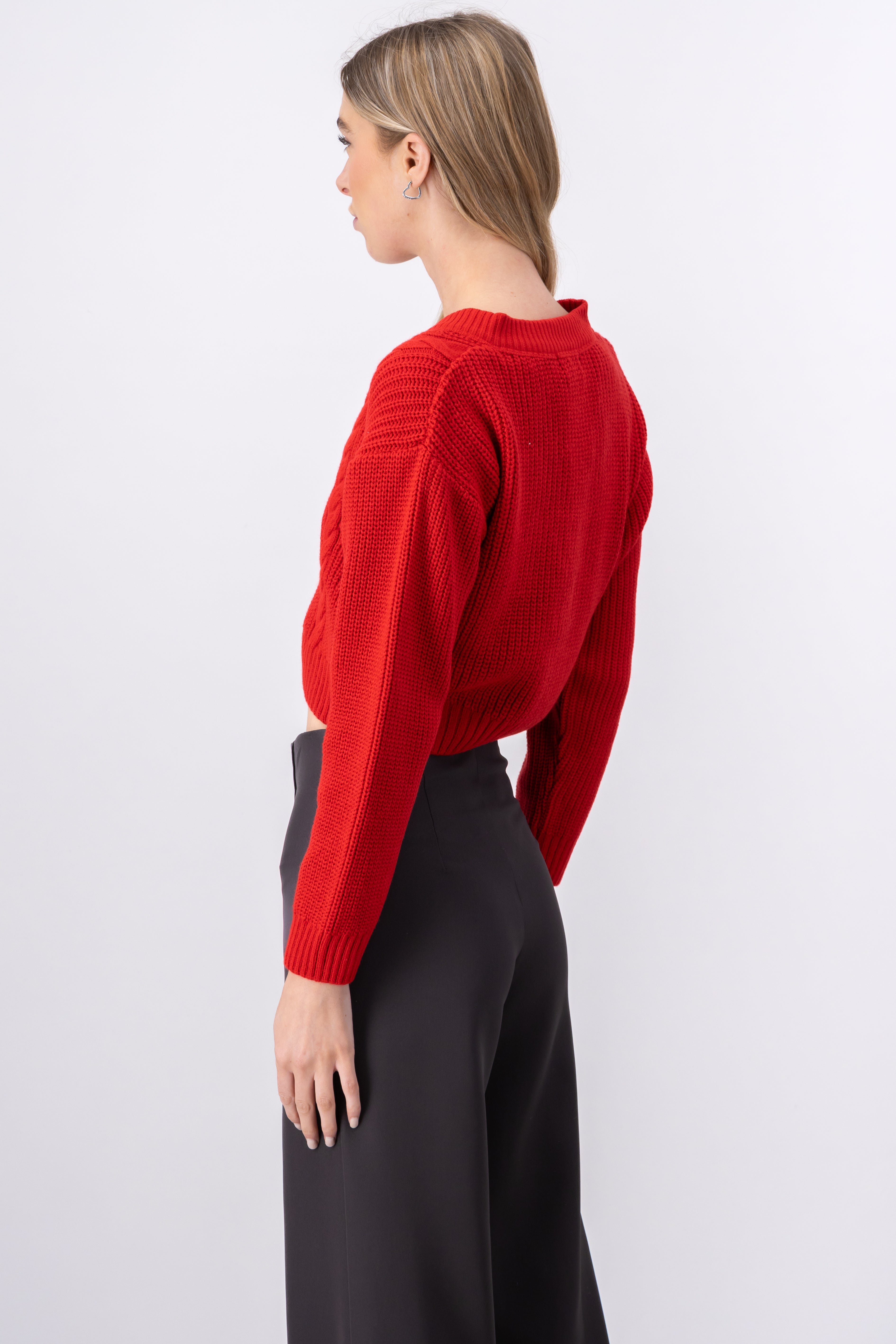 Cárdigan Tejido Punto Botones ROJO