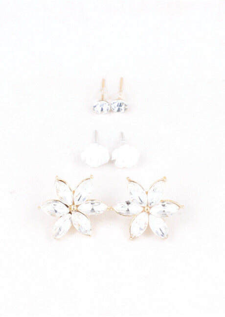 3Pr Aretes Flor Cristal IRIDISCENTE