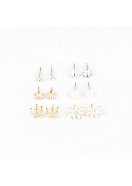 SET 6 METAL STUDS WHITE