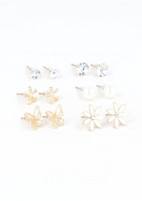 SET 6 METAL STUDS WHITE