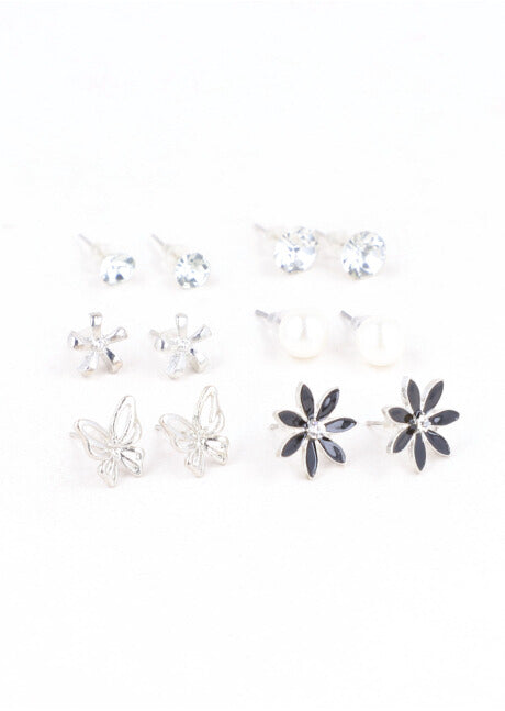 SET 6 METAL STUDS BLACK