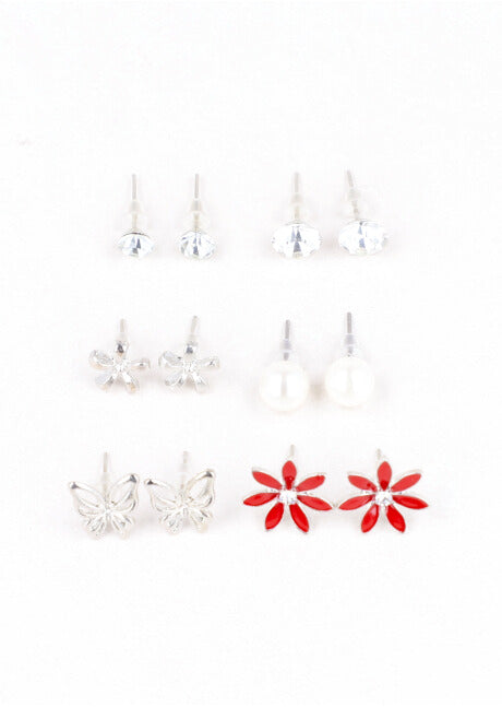 SET 6 METAL STUDS RED