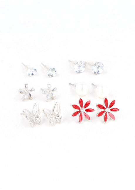 SET 6 METAL STUDS RED