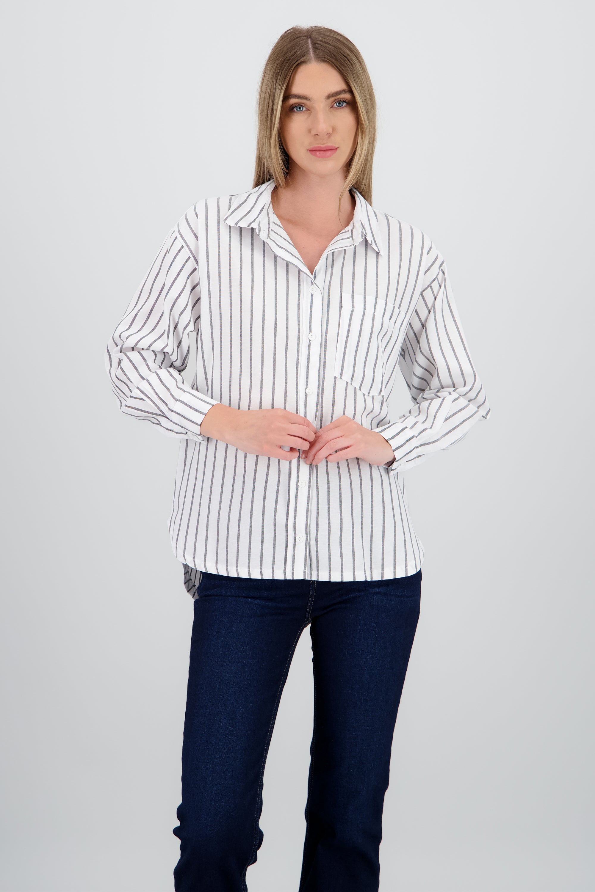 Camisa rayas manga larga NEGRO COMBO