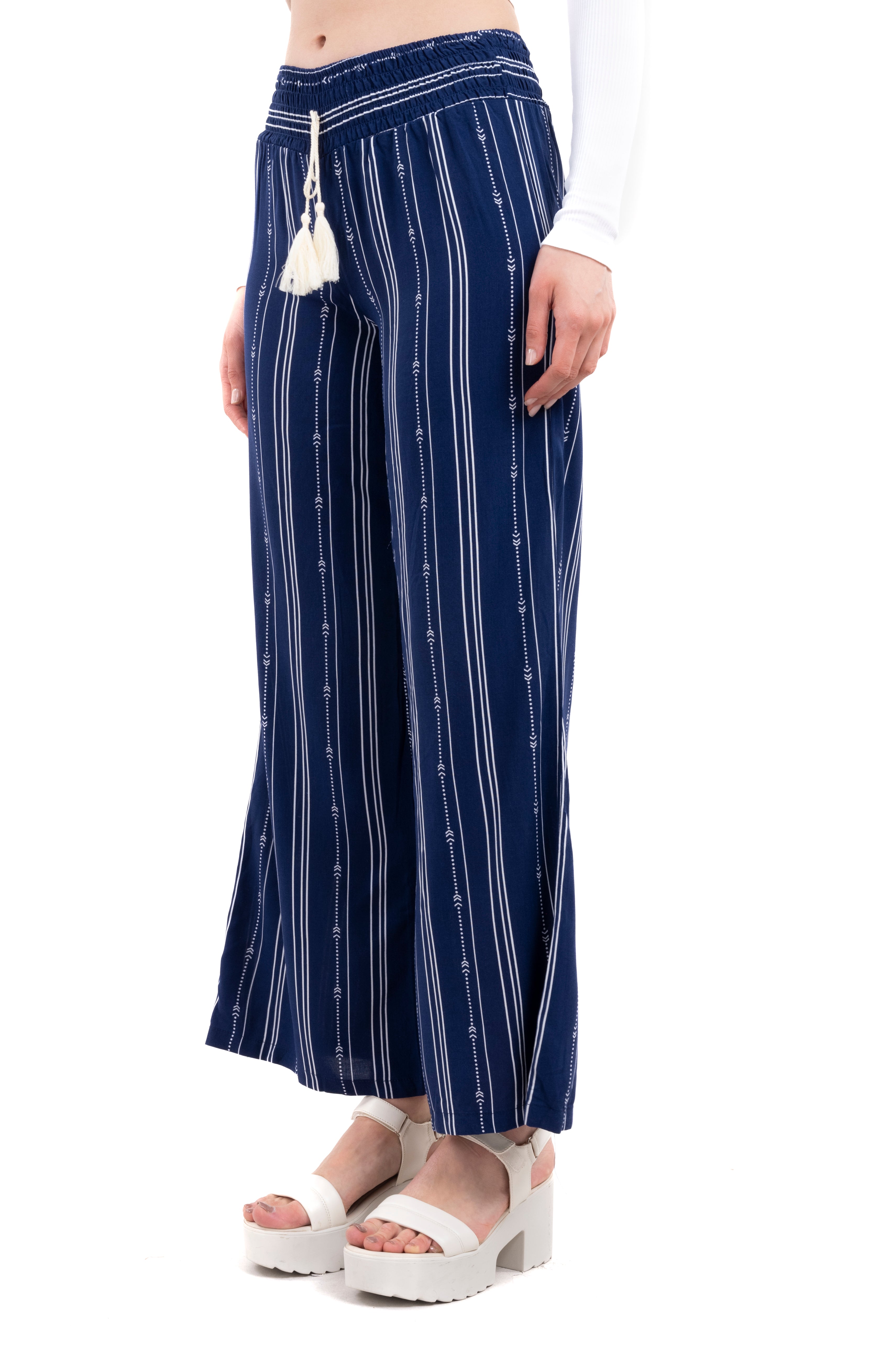 Pantalón wide leg líneas tribal MARINO COMBO