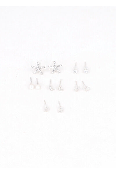 Set 6 pares aretes estrella PLATA