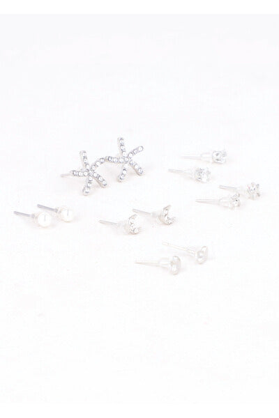 Set 6 pares aretes estrella PLATA