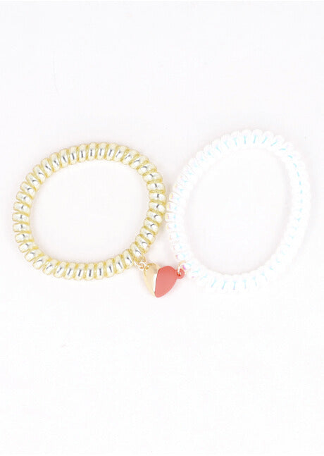 SET PULSERAS TELEPHONE CORAZON IMAN WHITE