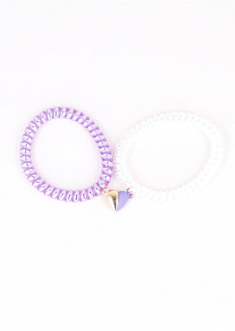 SET PULSERAS TELEPHONE CORAZON IMAN LILAC