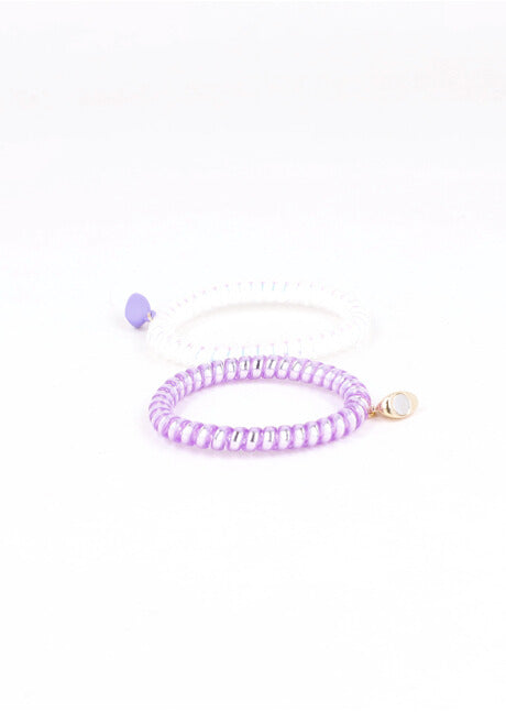 SET PULSERAS TELEPHONE CORAZON IMAN LILAC