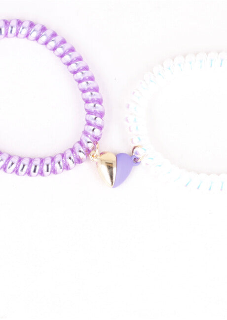 SET PULSERAS TELEPHONE CORAZON IMAN LILAC