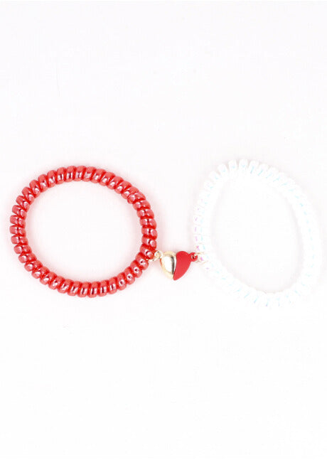 SET PULSERAS TELEPHONE CORAZON IMAN RED