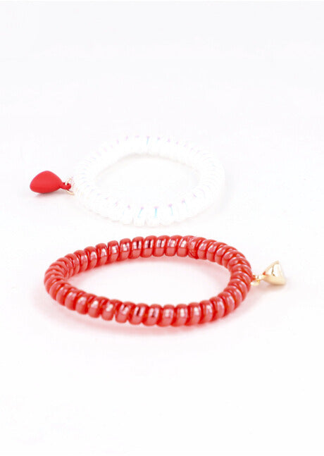 SET PULSERAS TELEPHONE CORAZON IMAN RED