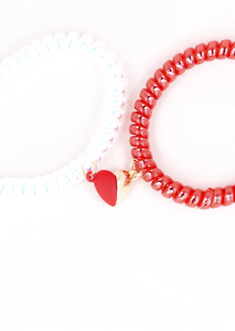 SET PULSERAS TELEPHONE CORAZON IMAN RED