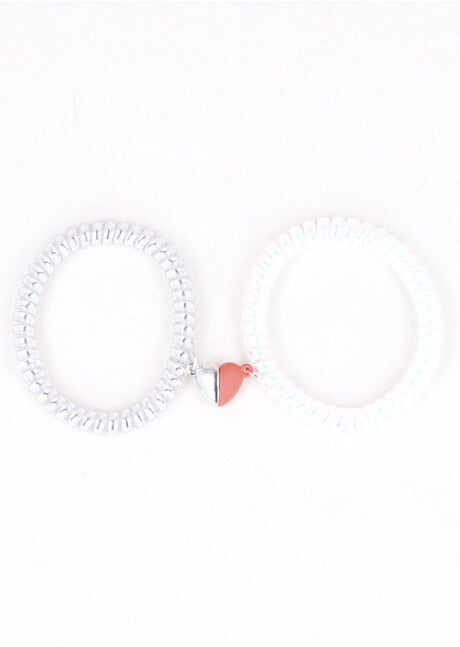 SET PULSERAS TELEPHONE CORAZON IMAN WHITE