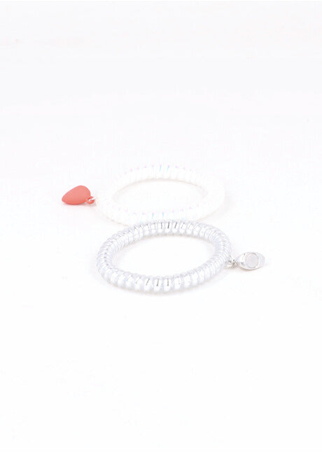 SET PULSERAS TELEPHONE CORAZON IMAN WHITE