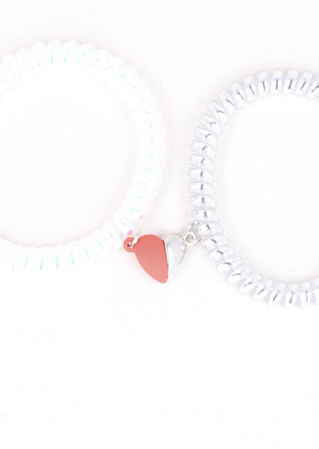 SET PULSERAS TELEPHONE CORAZON IMAN WHITE