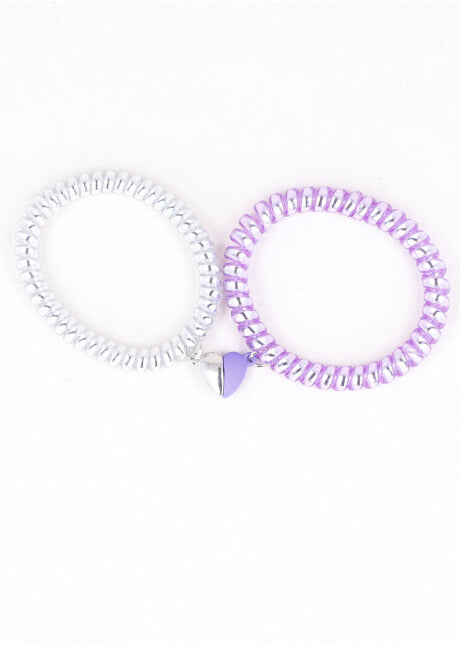 SET PULSERAS TELEPHONE CORAZON IMAN LILAC